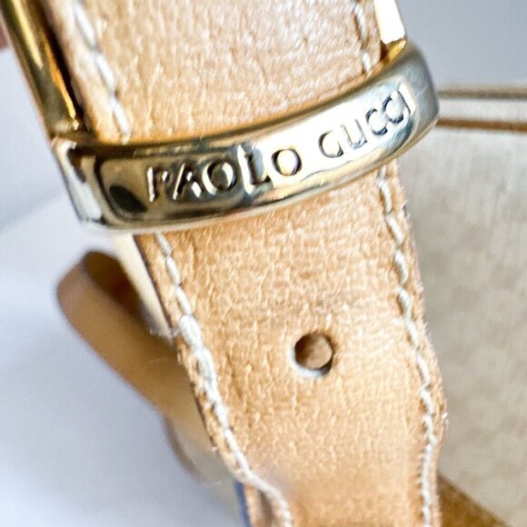 Vintage Paulo Gucci Light Beige Coated Canvas Leather Trim Crossbody Camera bag - Picture 11 of 16